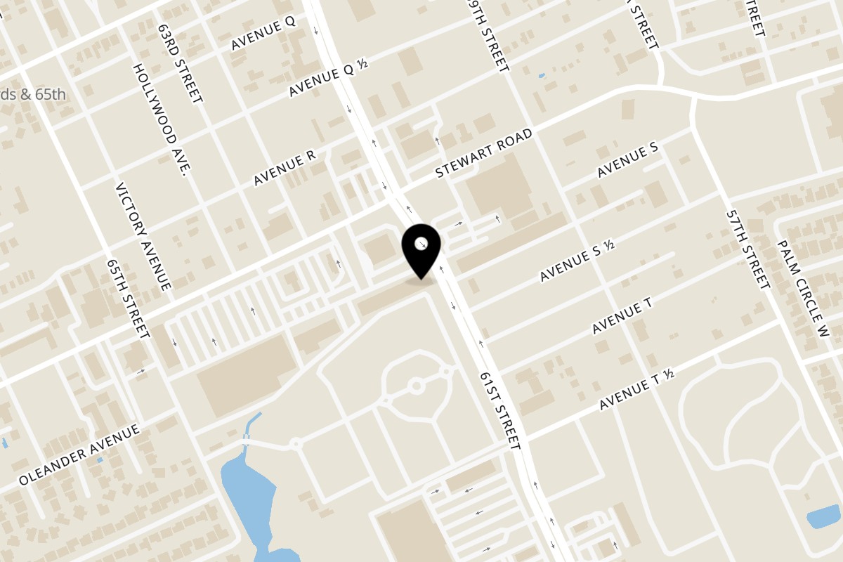 Map showing the location of Café Canela on 6105 Stewart Rd c c in Galveston